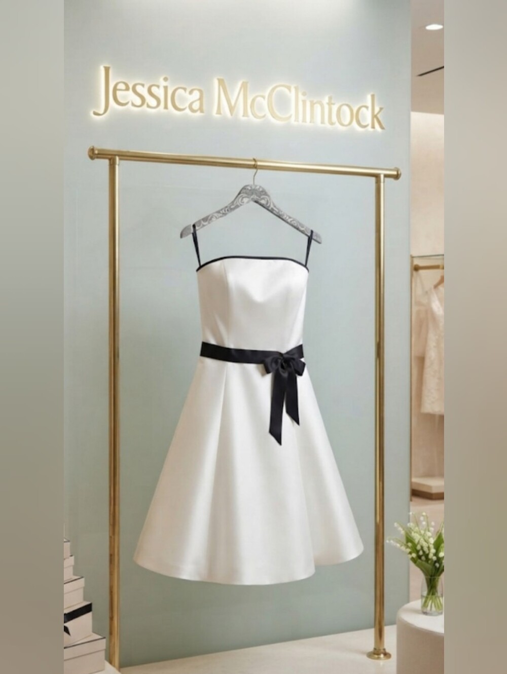 Jessica McClintock Bow-Accented Cocktail Dress